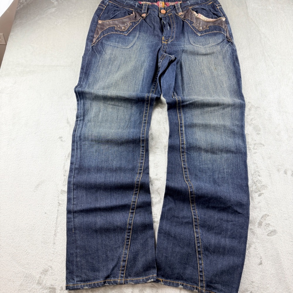 Seven7 Premium Denim Women's Size 18 Dark Wash Studded Leather Trim Jeans
